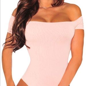 Pink off the shoulder body suit brand new
